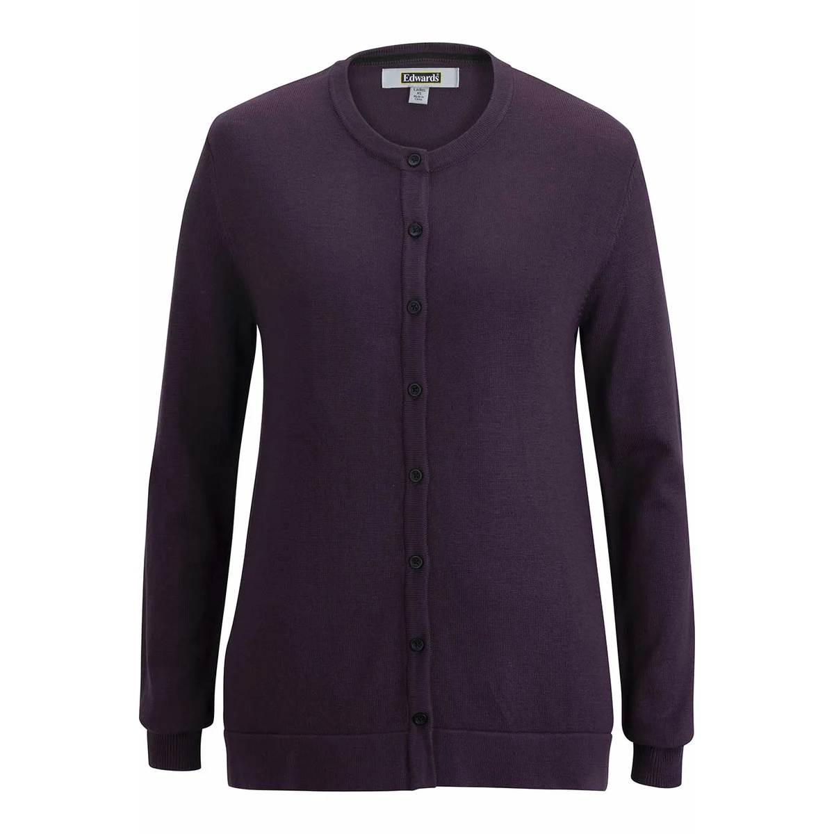 Ladies Crew Neck Button Front Cardigan 1