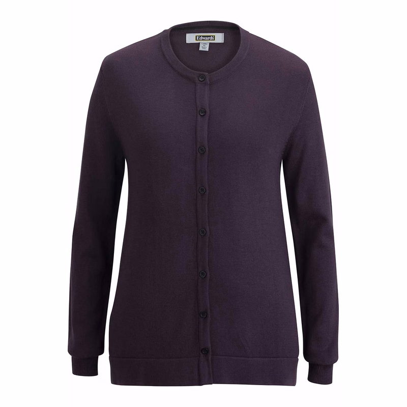 Ladies Crew Neck Button Front Cardigan