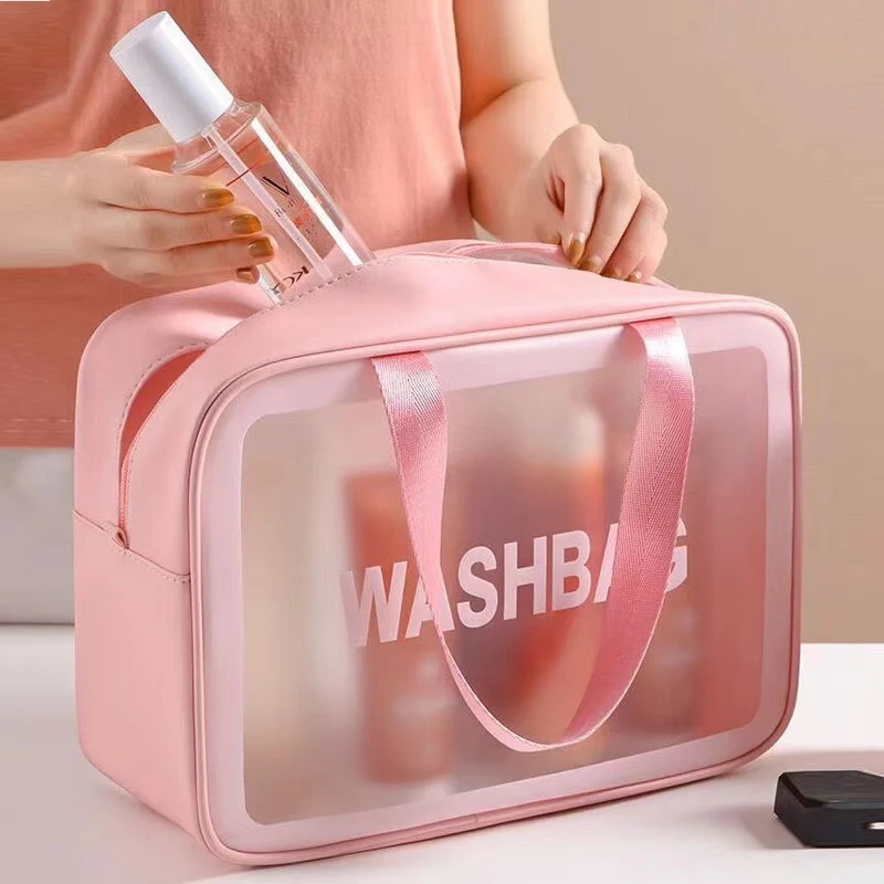 Clear PVC Cosmetic Travel Bag With Handle 1