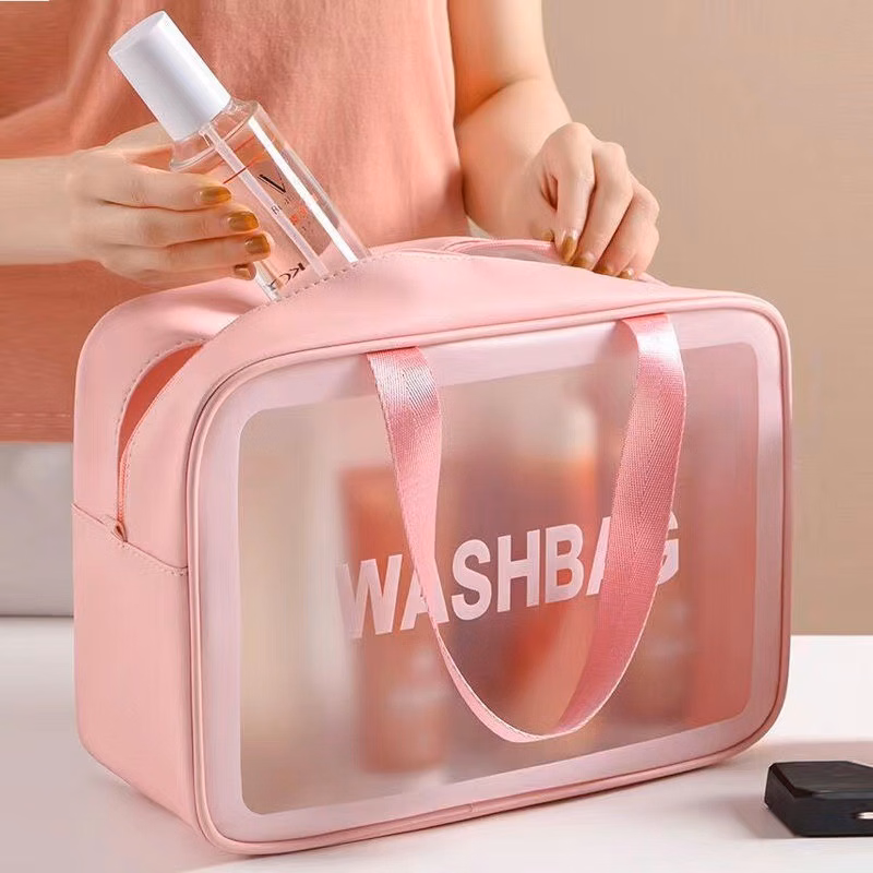Clear PVC Cosmetic Travel Bag With Handle