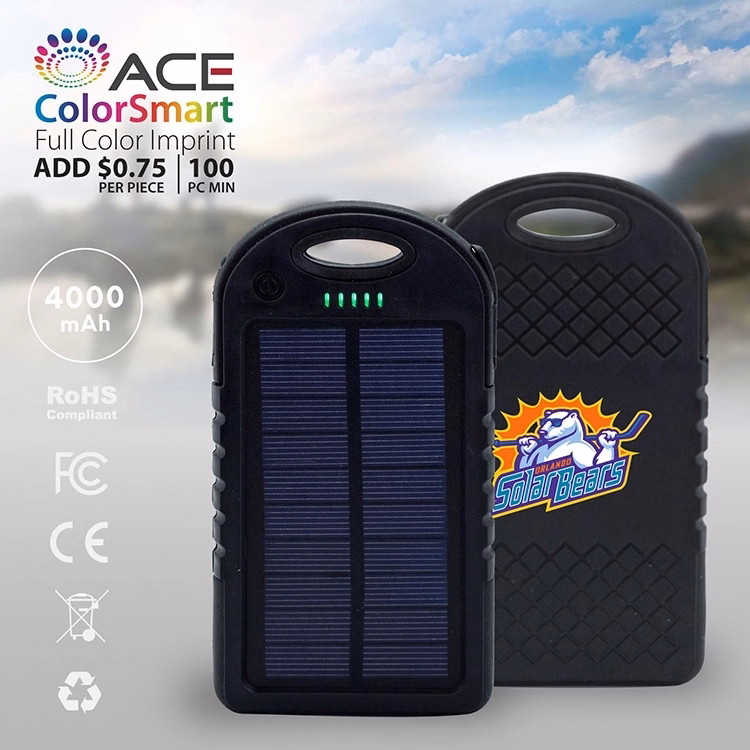 Blacksburg - 4000 mAh WATERPROOF SOLAR POWER BANK