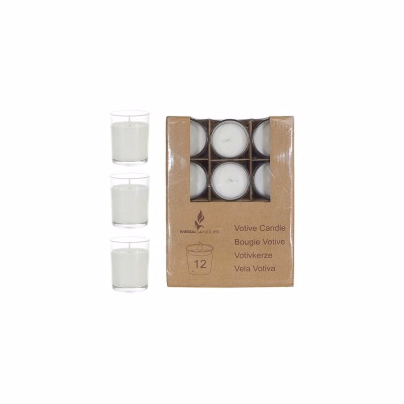 Votive Candle in Glass Container - White 12 Pack Unscented