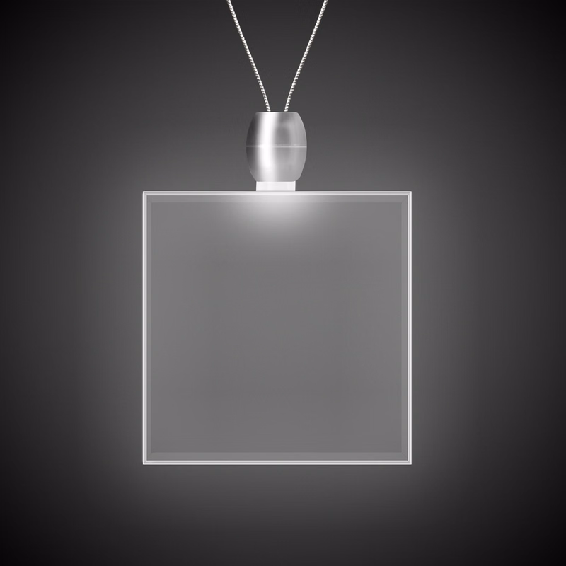 Square White Light-Up Acrylic Pendant Necklace