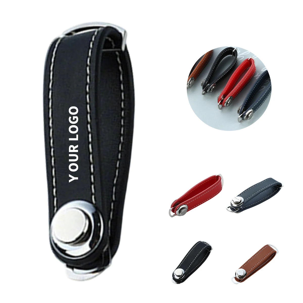 Leather And Metal Key Ring With Polished Detail 1