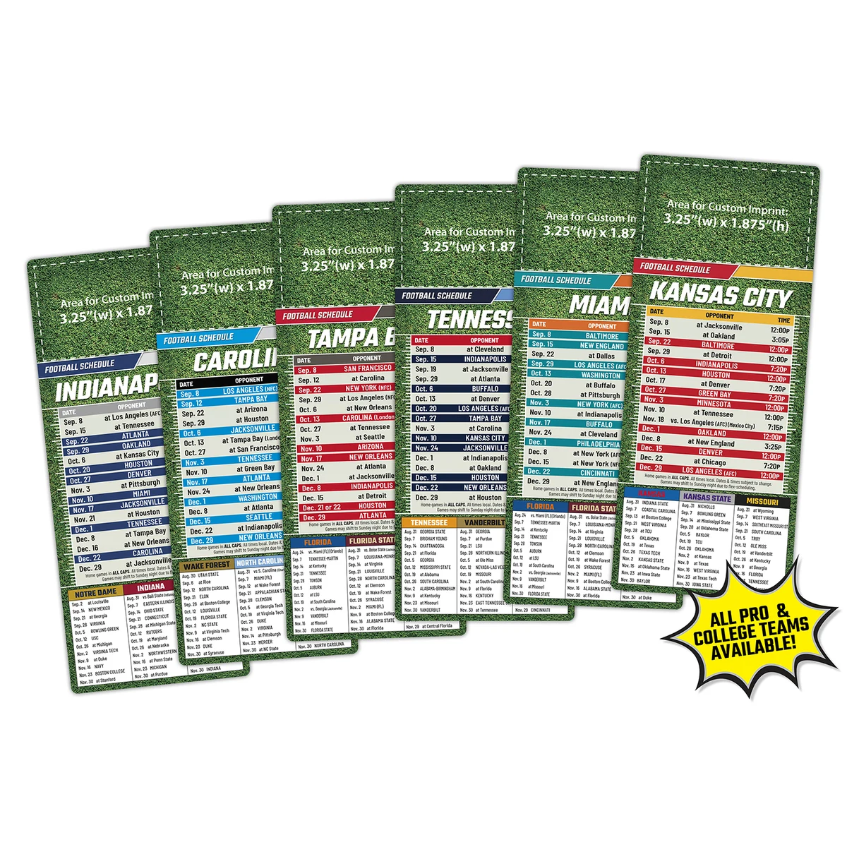 Magnet Sport Schedules - 3.5x8.5 Football Round Corners - 25 mil. 1