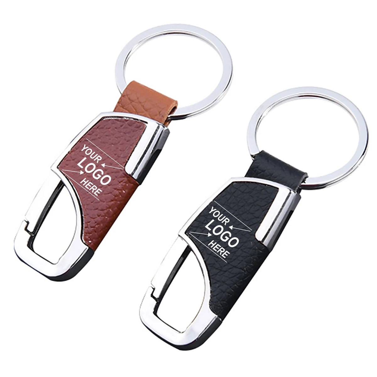 Luxury Stainless Steel and Leather Car Keychain 1