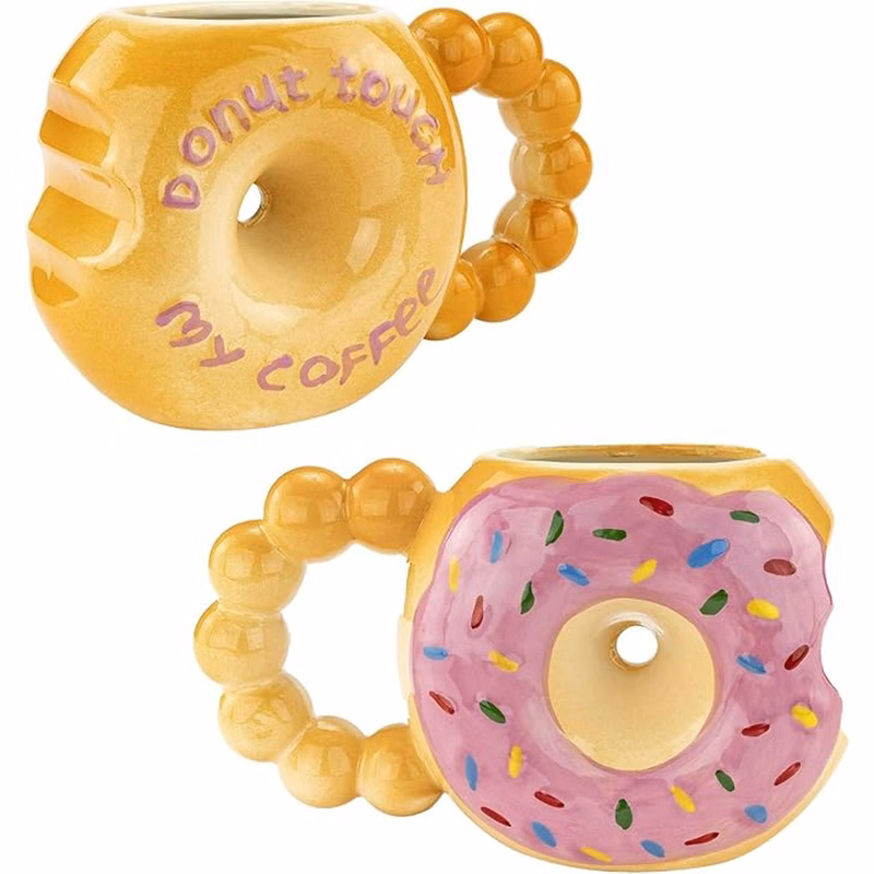 12oz Painted Ceramic Donut Mug