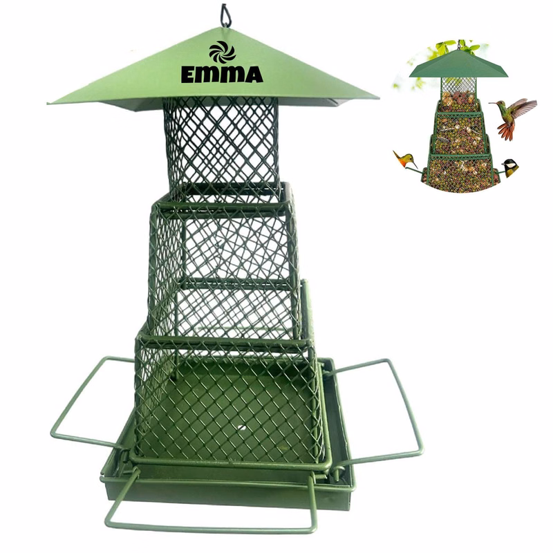 Squirrel-Resistant Green Metal Bird Feeder