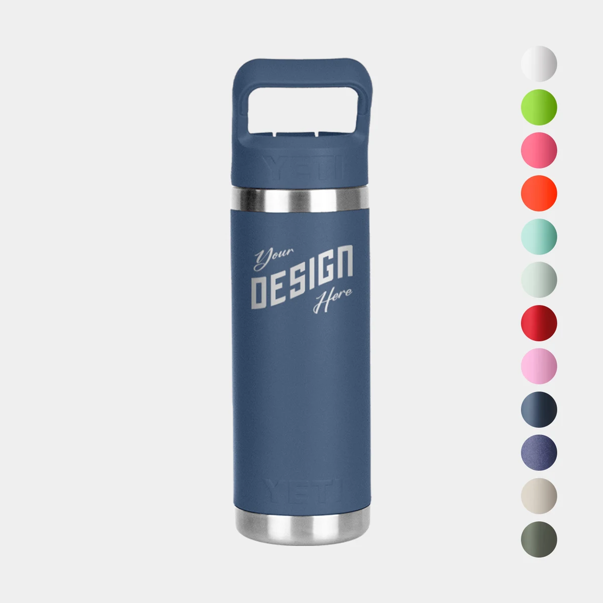 18 Oz YETI® Rambler Stainless Steel Insulated Water Bottle w/ Matching Straw Cap 1