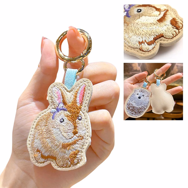 Stitched PU Leather Souvenir Keychain