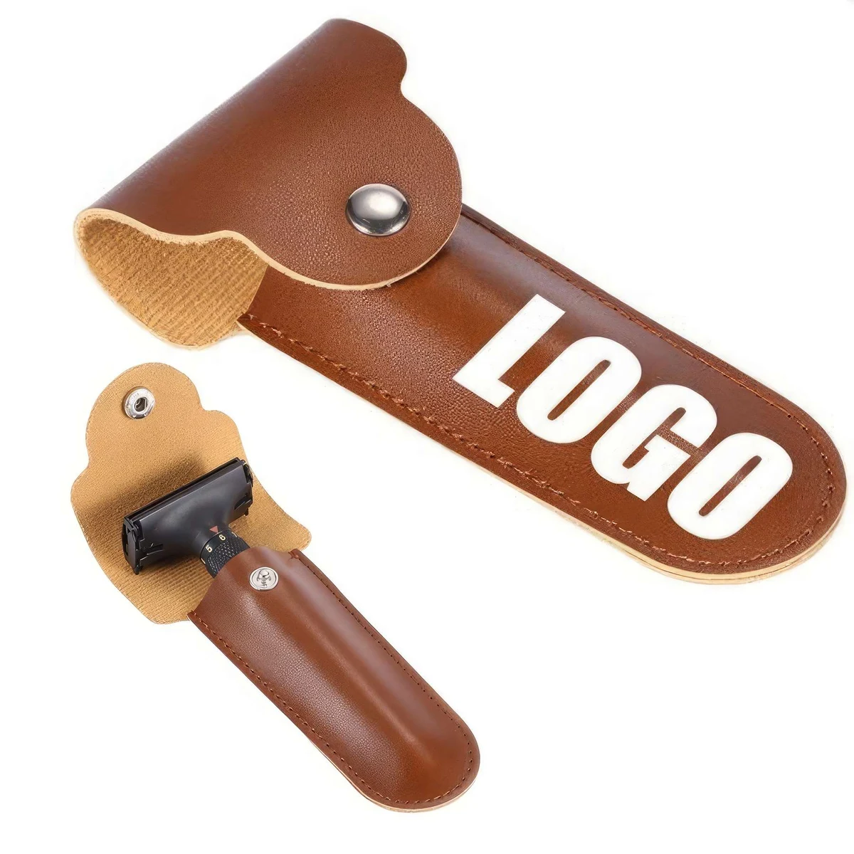 Travel Portable PU Leather Safety Shaving Razor Case 1