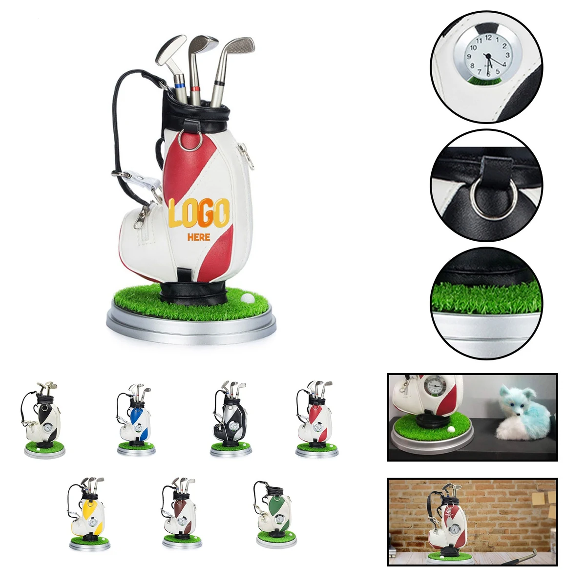 Golf Bag Pen Holder And Golf Pen With Clock 1