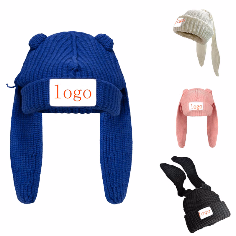 Adult Long Ears Knitted Beanie Hat