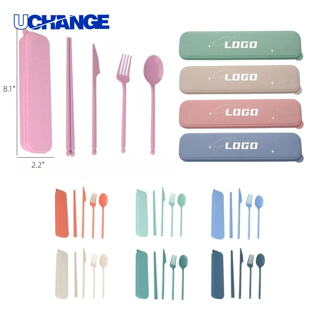 Portable Wheat Straw Cutlery Set with Case 1