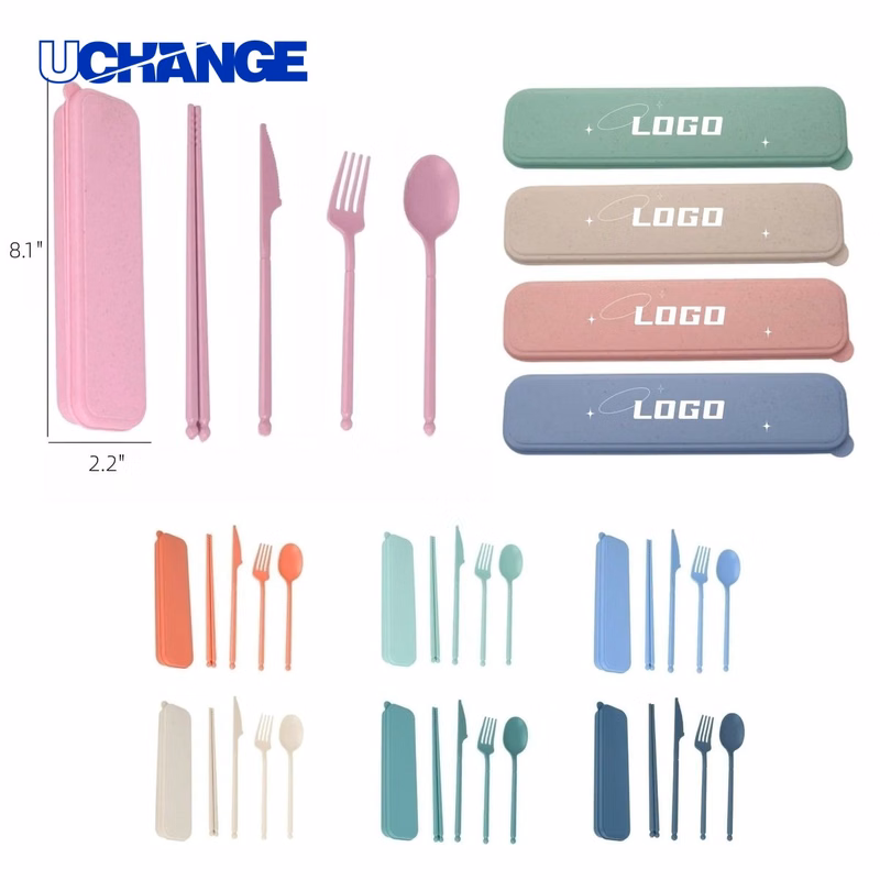 Portable Wheat Straw Cutlery Set with Case