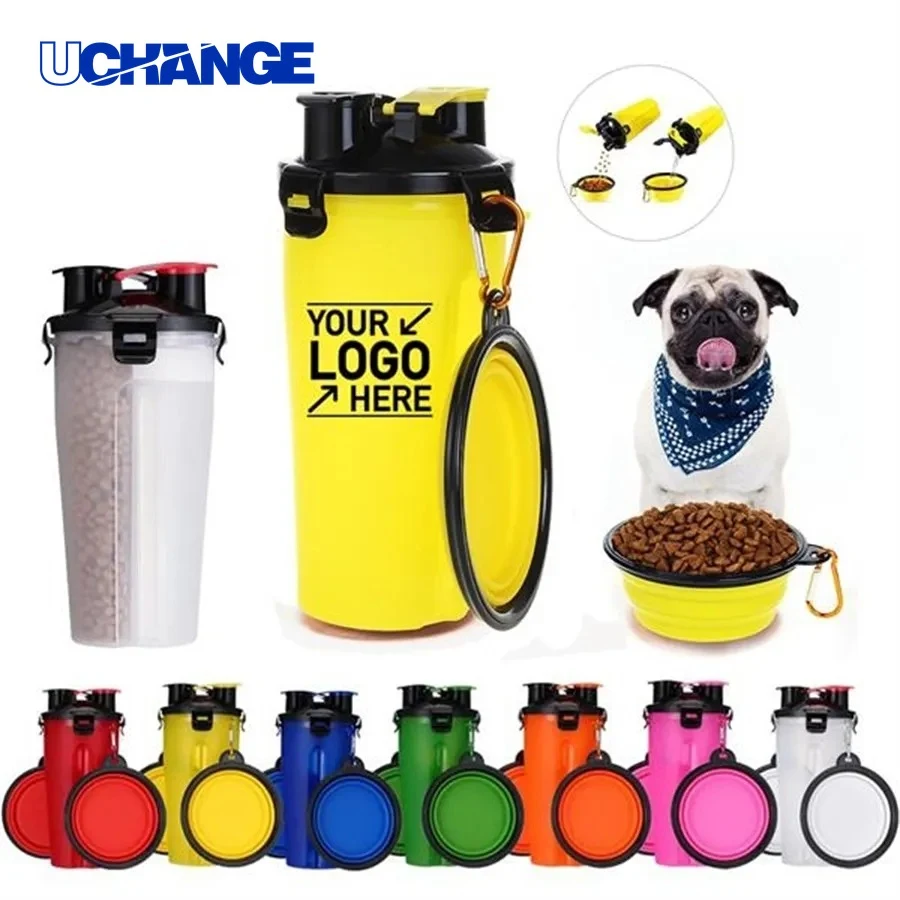 2-in-1 Folding Pet Feeder Water Bottle for Outdoor Trips 1