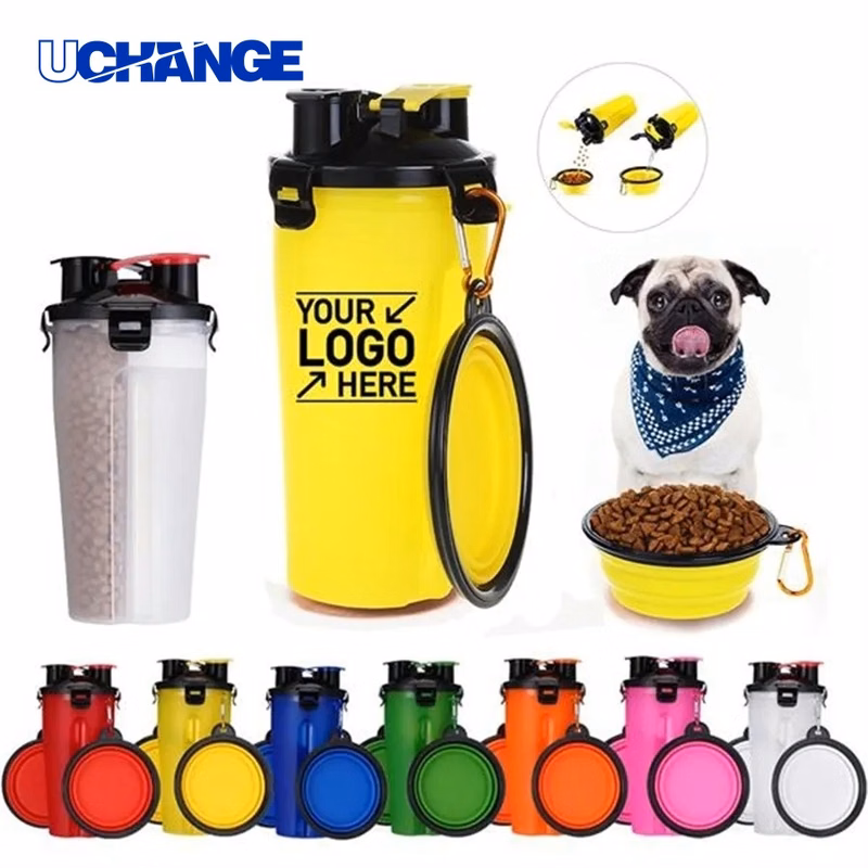 2-in-1 Folding Pet Feeder Water Bottle for Outdoor Trips