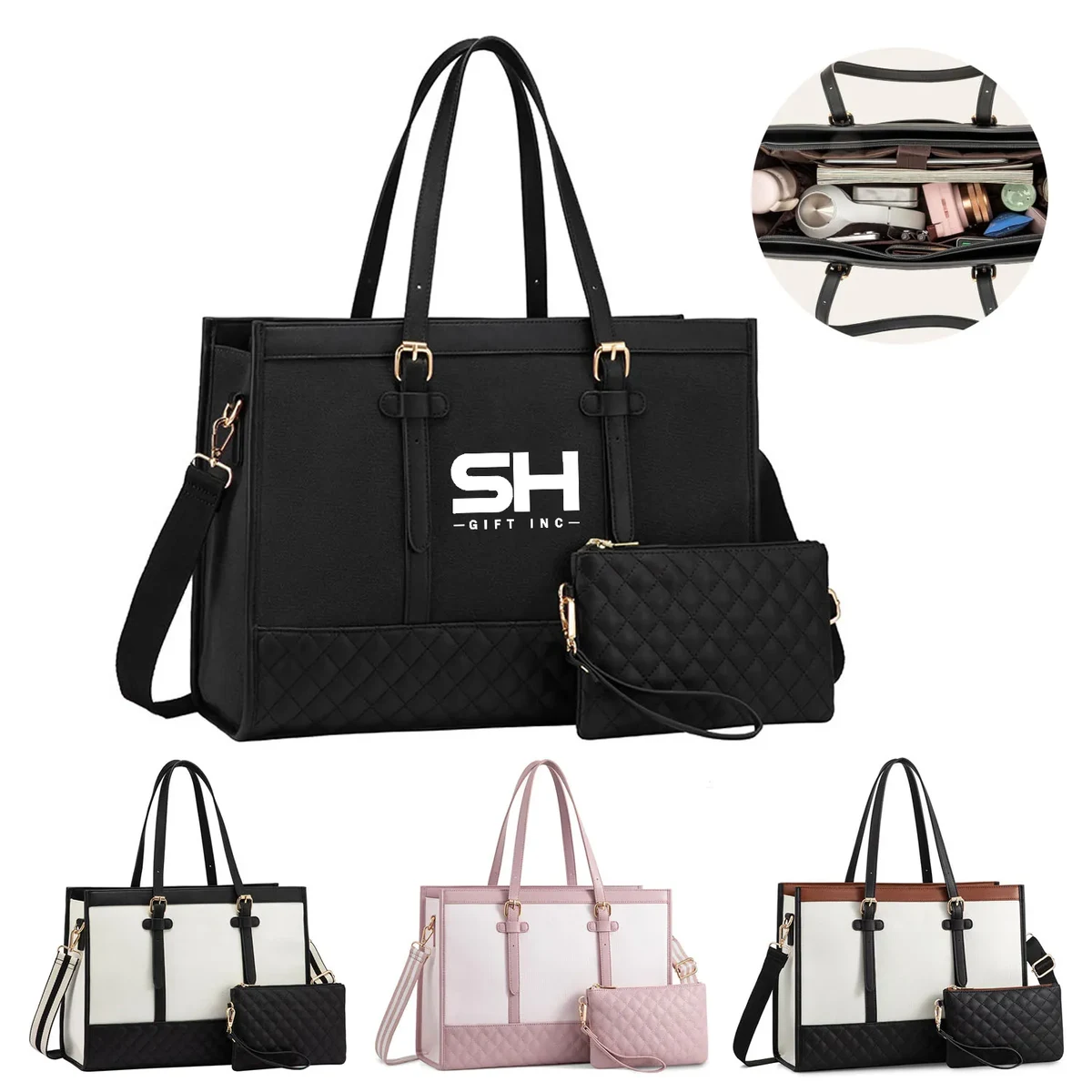 Waterproof PU Leather Laptop Tote Bag 1