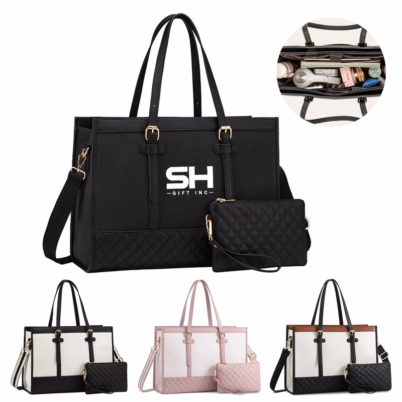 Waterproof PU Leather Laptop Tote Bag