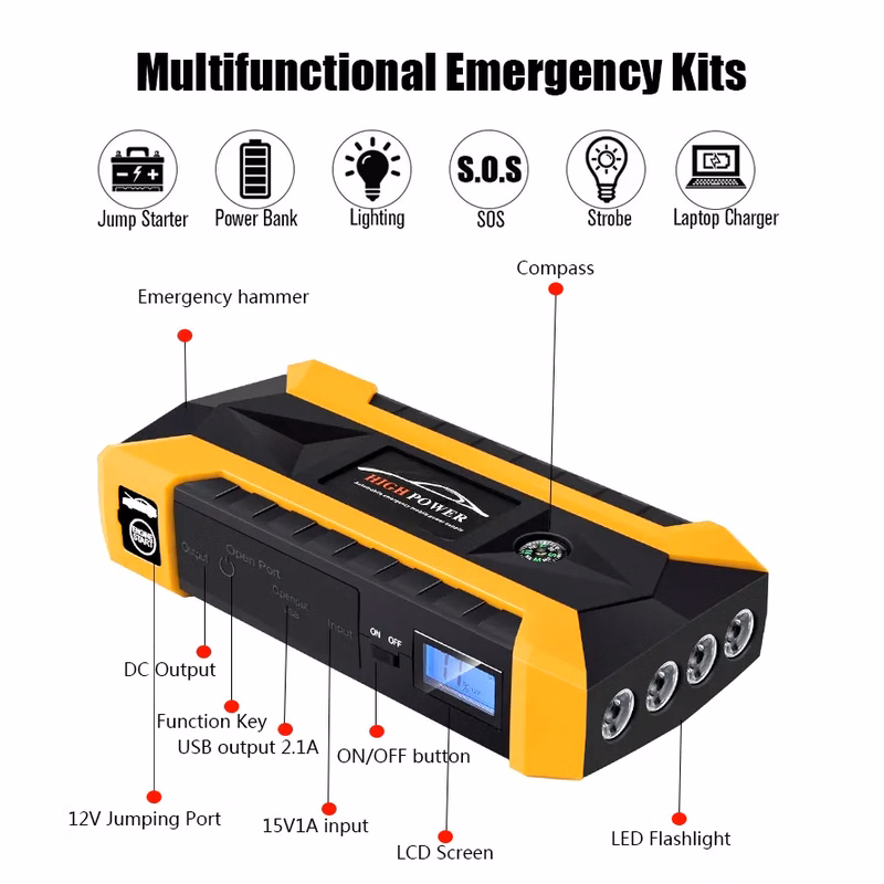 Multifunctional Emergency Kits -12000mAh Car Jump Starter