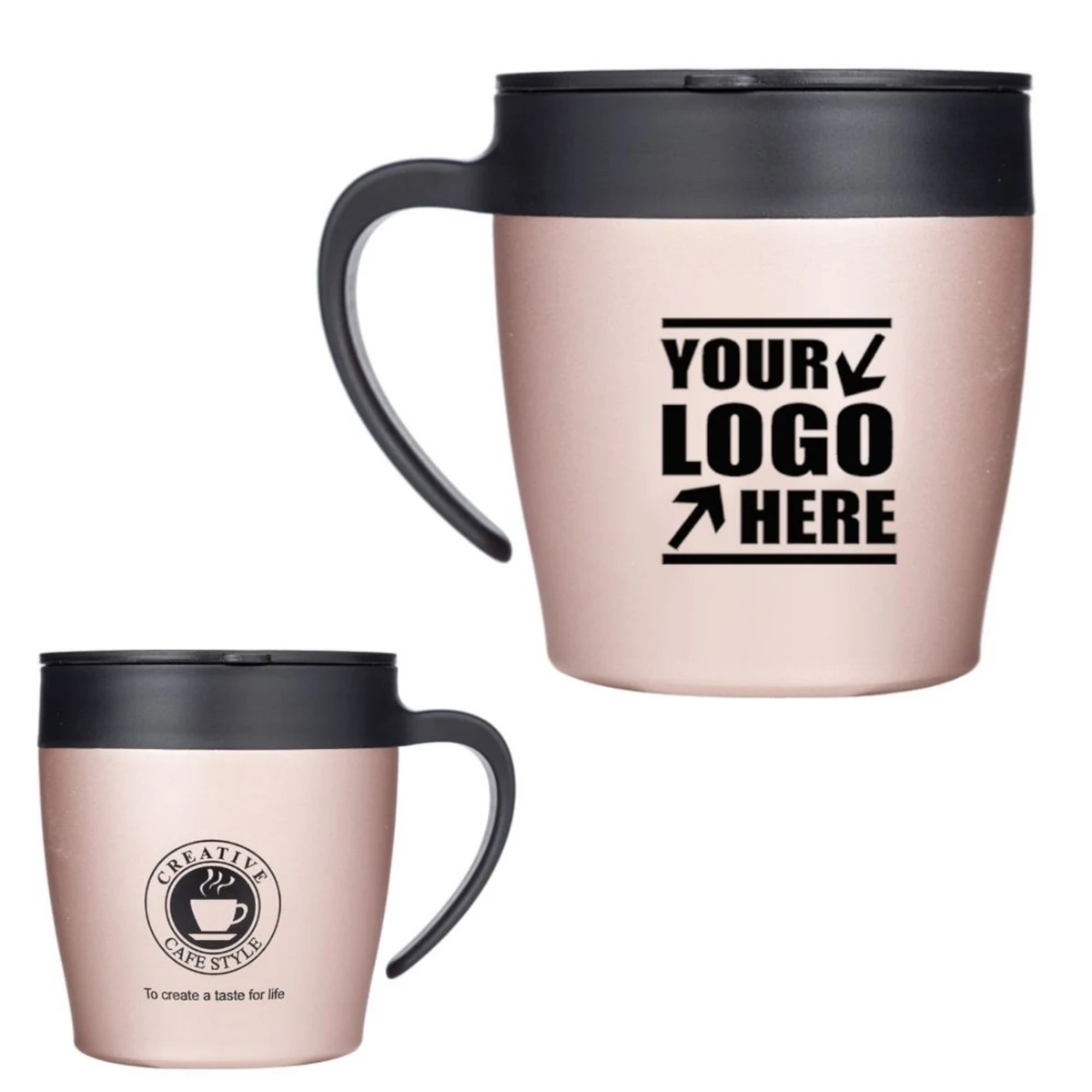 12 oz Double Wall Stainless Steel Travel Coffee Mug with Spoon 1