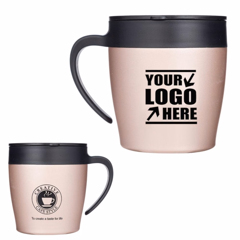 12 oz Double Wall Stainless Steel Travel Coffee Mug with Spoon