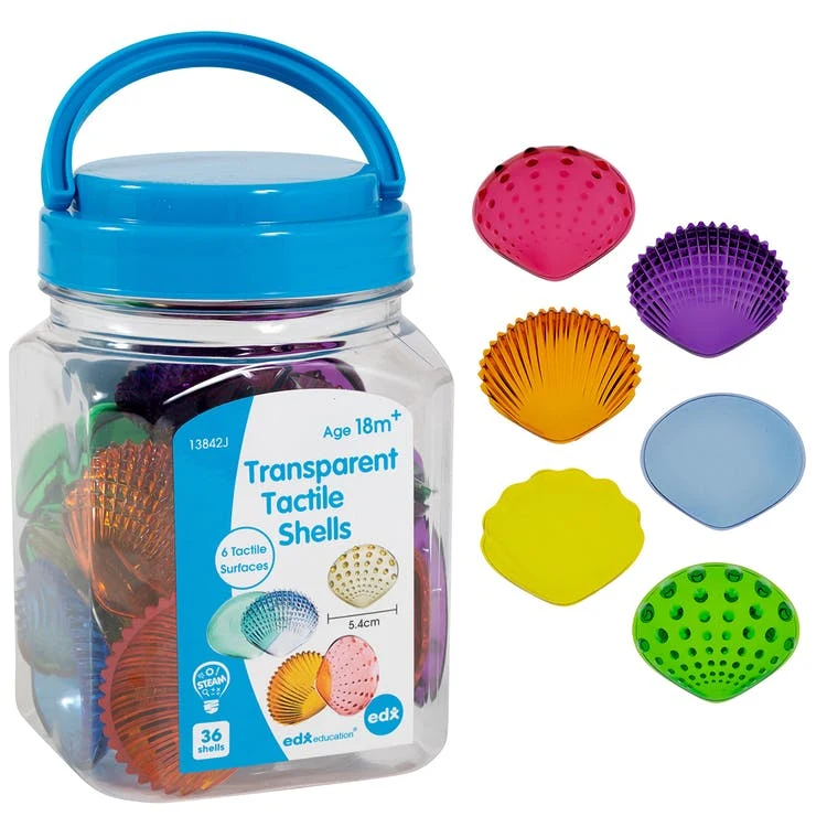 Transparent Tactile Shells - Assorted Colors 36 Pieces 1