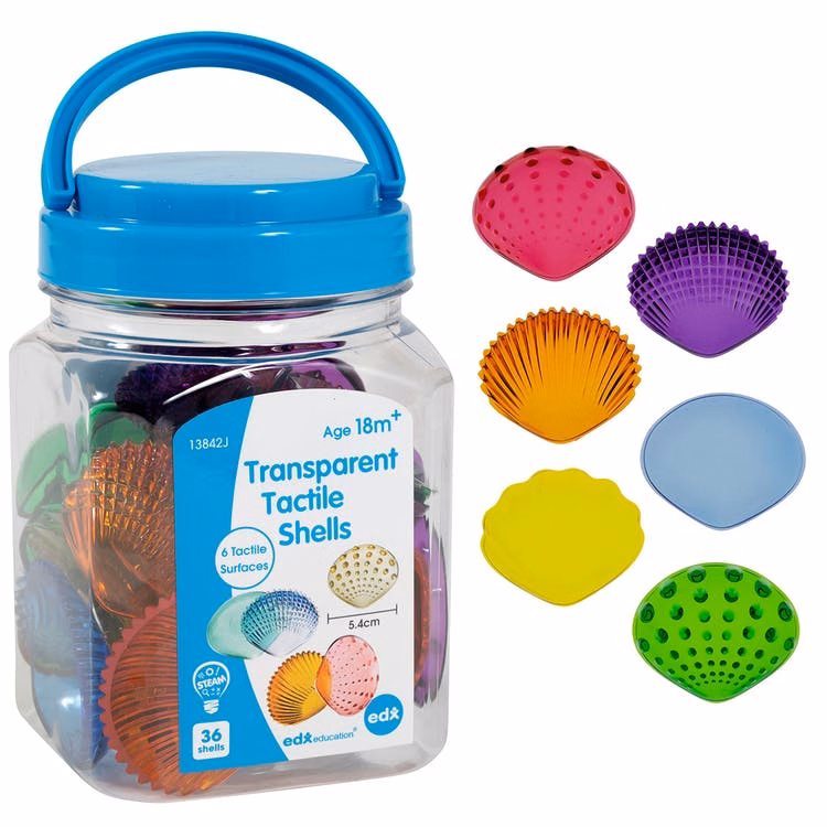 Transparent Tactile Shells - Assorted Colors 36 Pieces