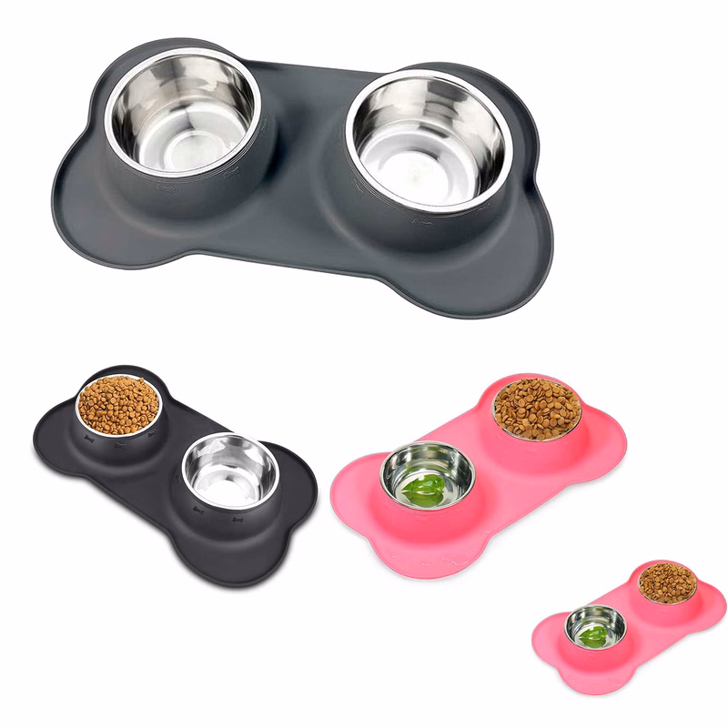 Dog Bowls 2 Stainless Steel Puppies Bowl