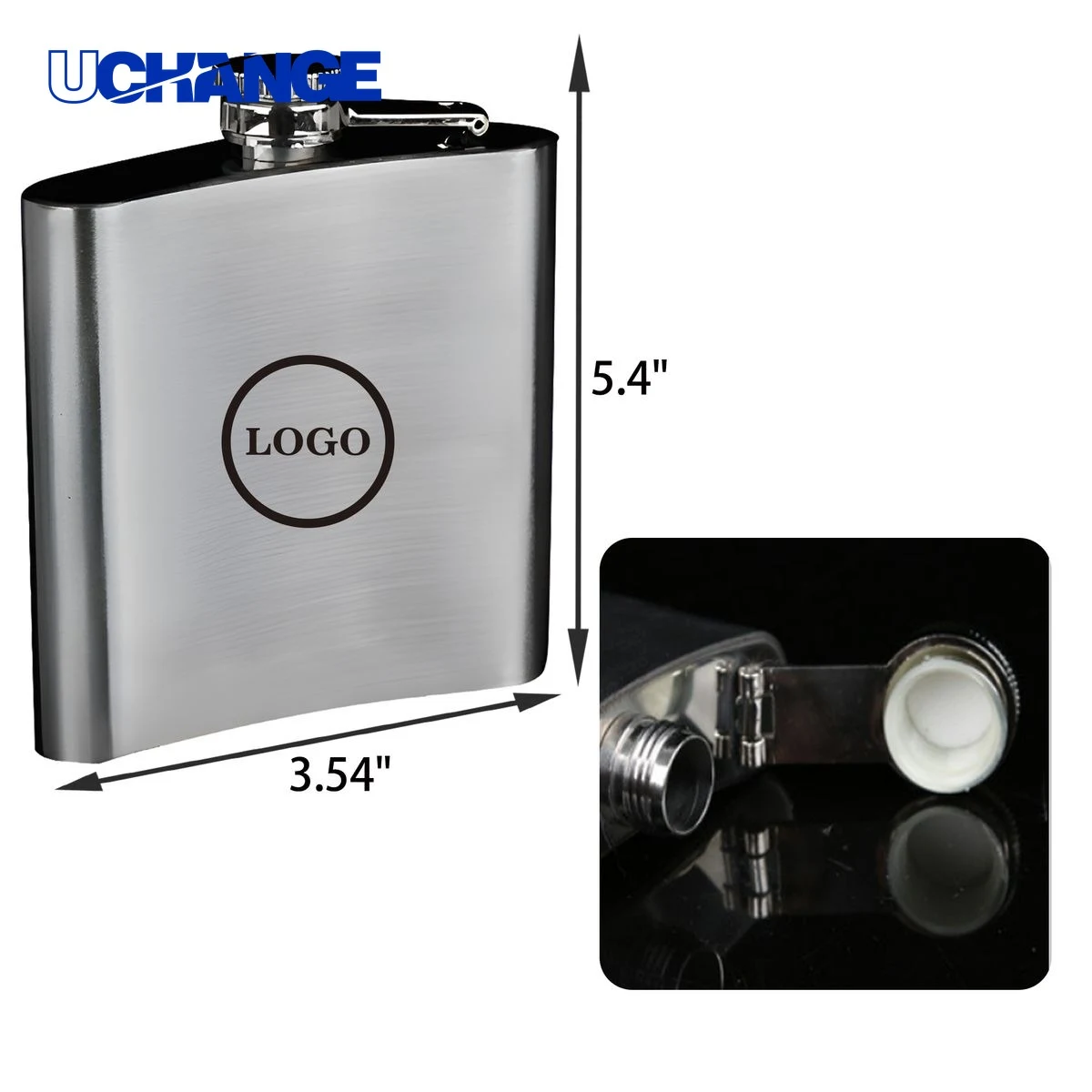 Sturdy Stainless Steel Hip Flask Container (8 OZ), custom water bottle with logo imprint 1