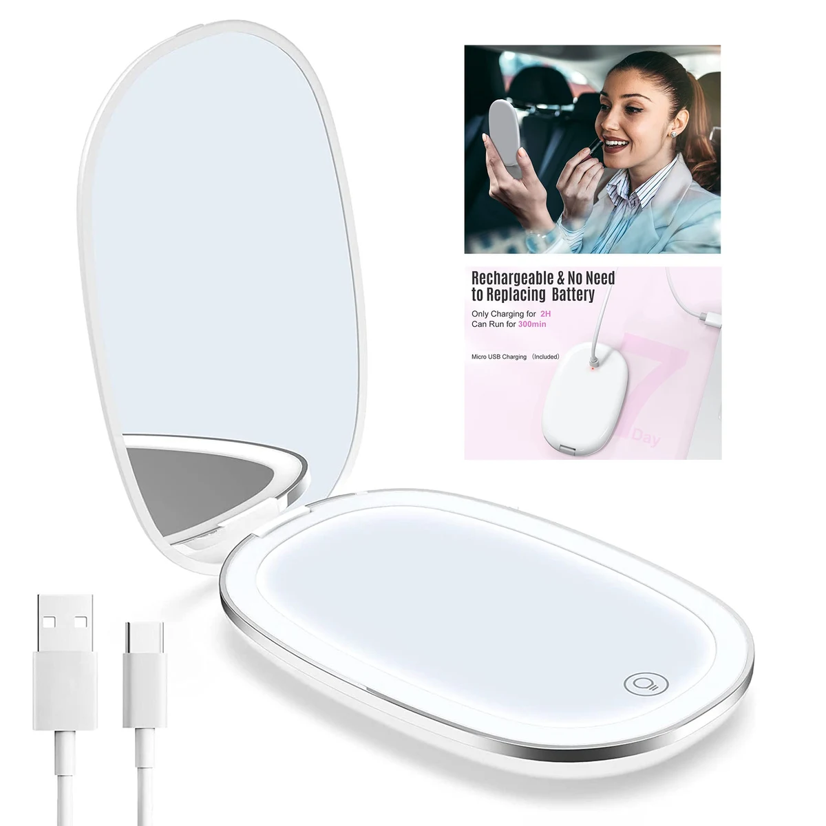 Rechargeable Compact Mirror with Light 1
