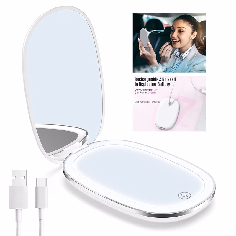 Rechargeable Compact Mirror with Light