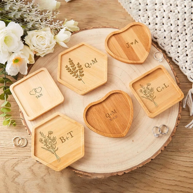 Solid Wood Jewelry Display Tray/Decorative Trinket Dish/ Dessert Snack Dish/Beverages Tray