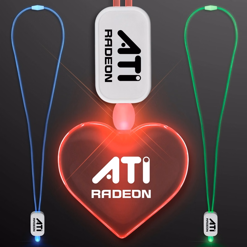 LED Neon Lanyards with Acrylic Heart Pendant