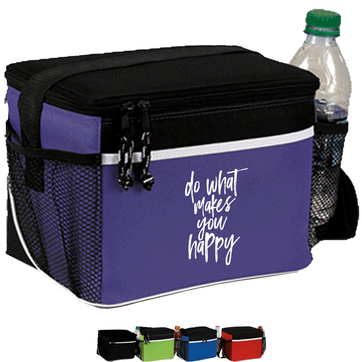 600D Frosted Insulated 6 Pack Cooler Bag w/ Front Pocket & 2 Side Mesh (8.5" x 7" x 6") 1