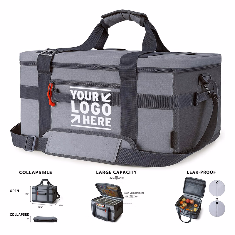32/40L Lunch Cooler Large Collapsible Bag 48/60 Cans Insulated Soft Bag