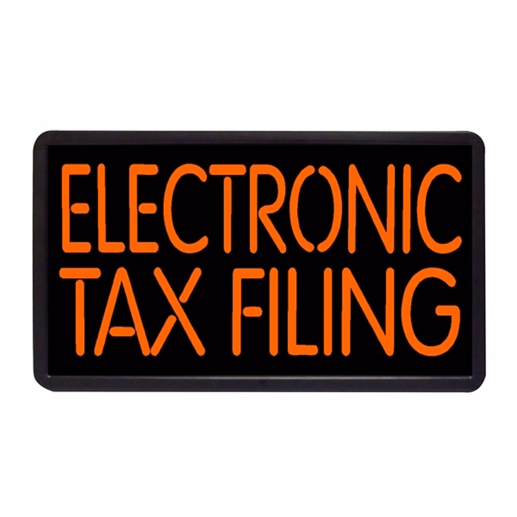Electronic Tax Filing 13" x 24" Simulated Neon Sign
