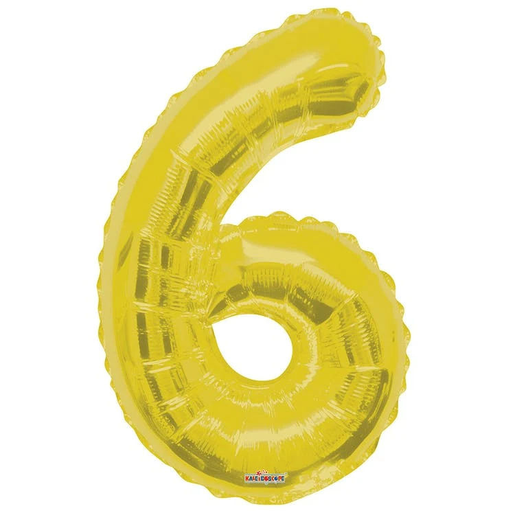 Mylar Number 6 Balloons - Gold 34" 1