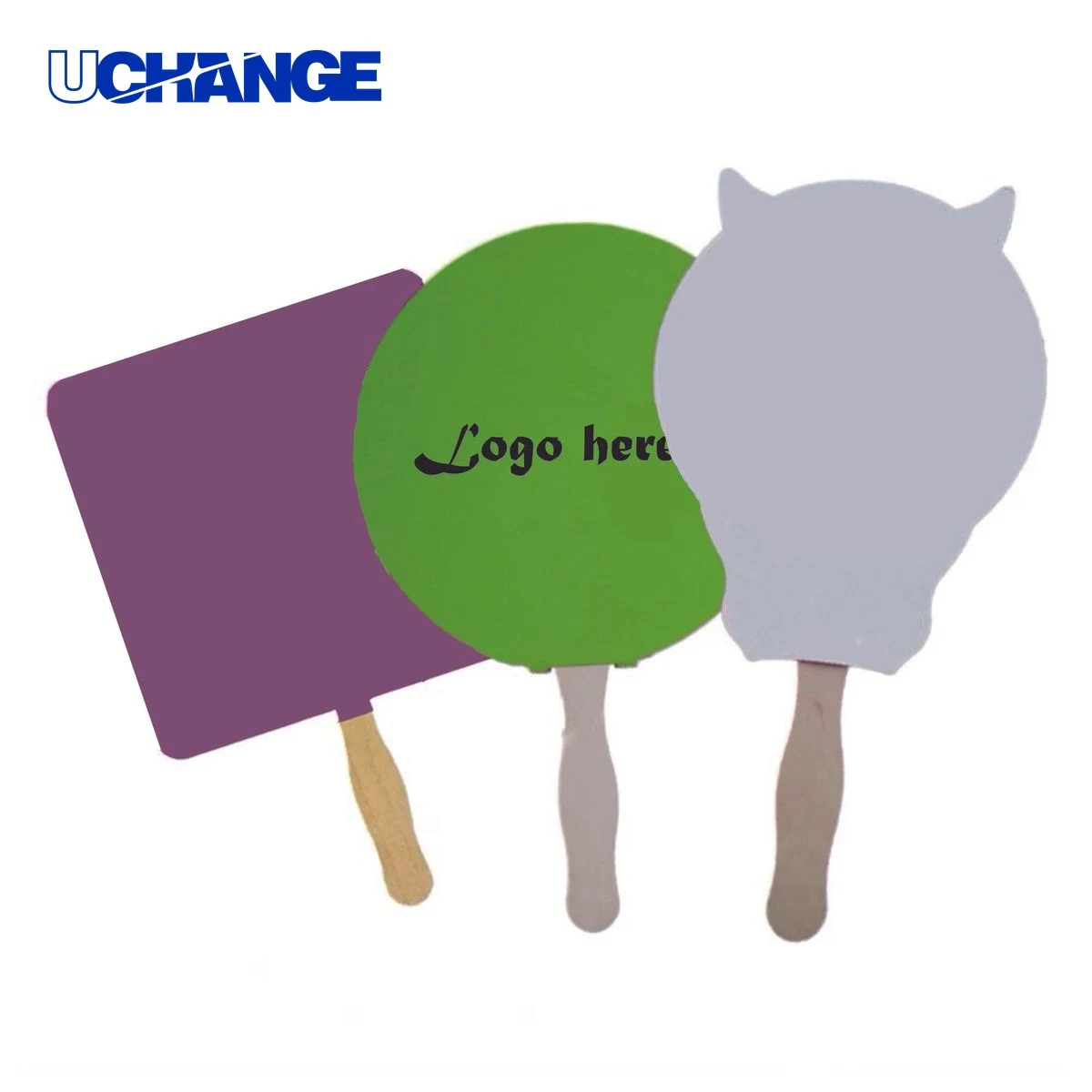 Full Color Practical Paper Fan with Wooden Handle 1