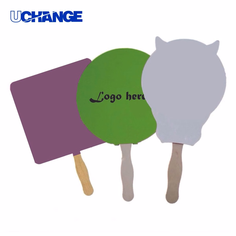 Full Color Practical Paper Fan with Wooden Handle
