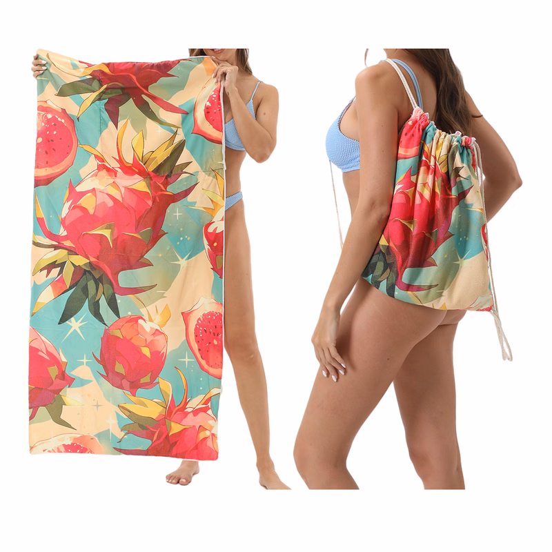 2-in-1 Foldable Beach Towel Bag