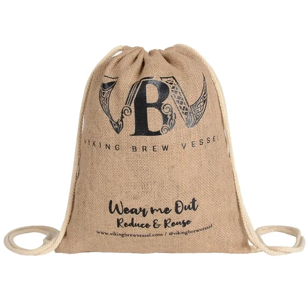 Natural Jute Drawstring Backpack 1