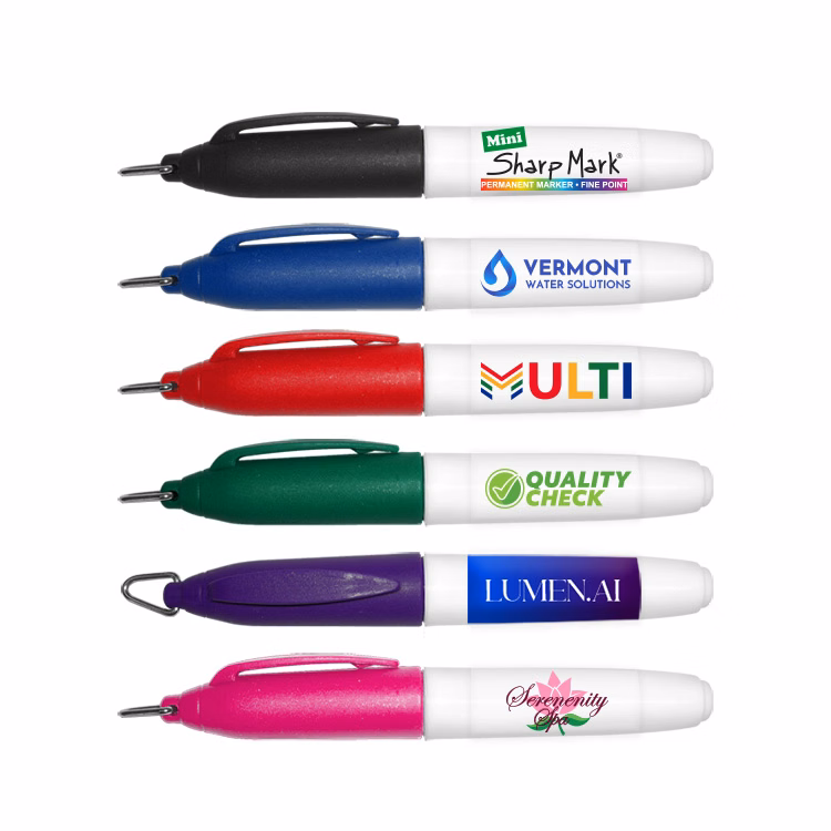 Mini Sharp Mark Permanent Marker with Key Ring Cap-Full Color Decal