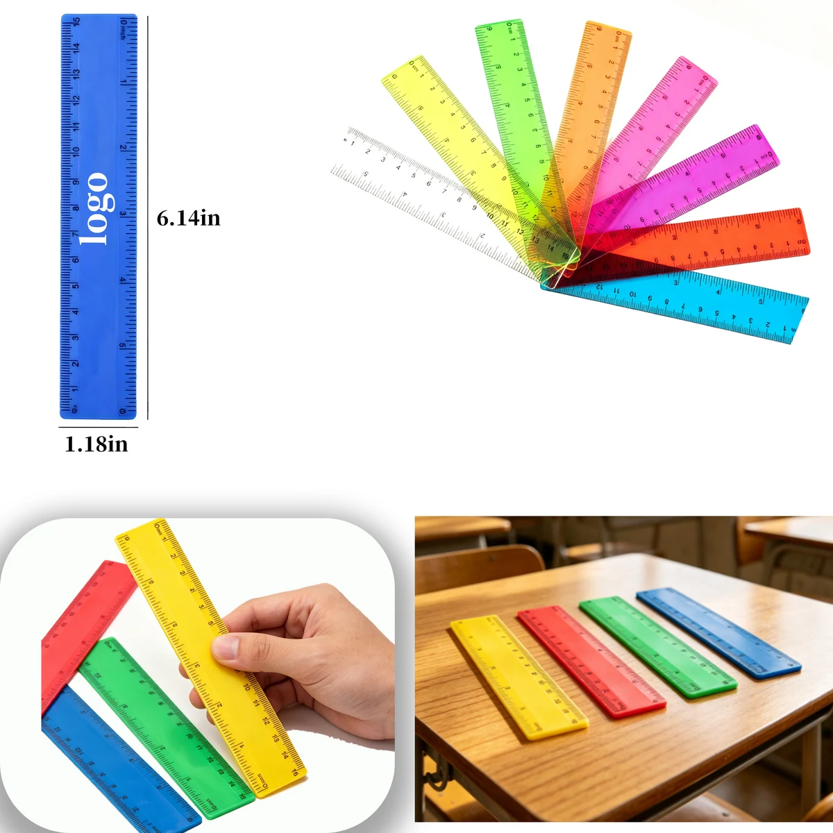 5.91 Inch Colored Plastic Measuring Ruler 1