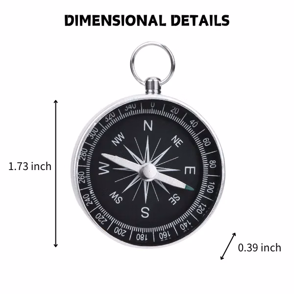 Metal Aluminum Alloy Compass with Keychain