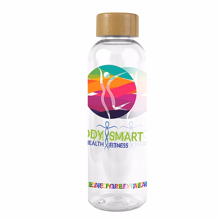 "CLEARLY" 22 oz Recycled RPET Bottle With Bamboo Cap