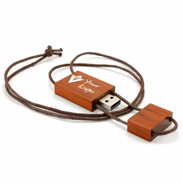 Wooden USB Flash Drive with Lanyard