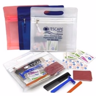 Airline Travel Kit with Handle and Zipper Closure