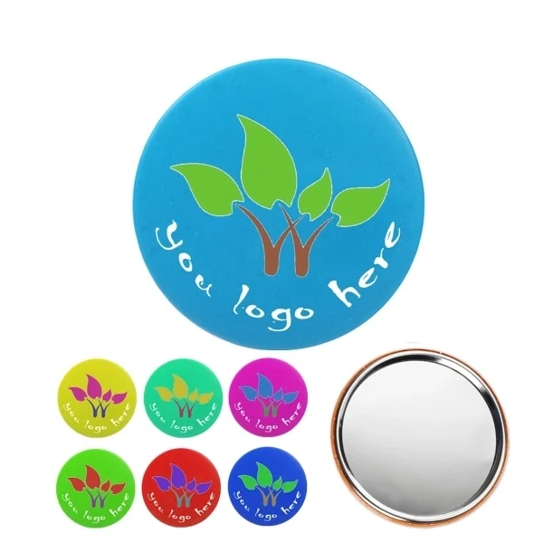 Full Color Round Pocket Button Mirror 1