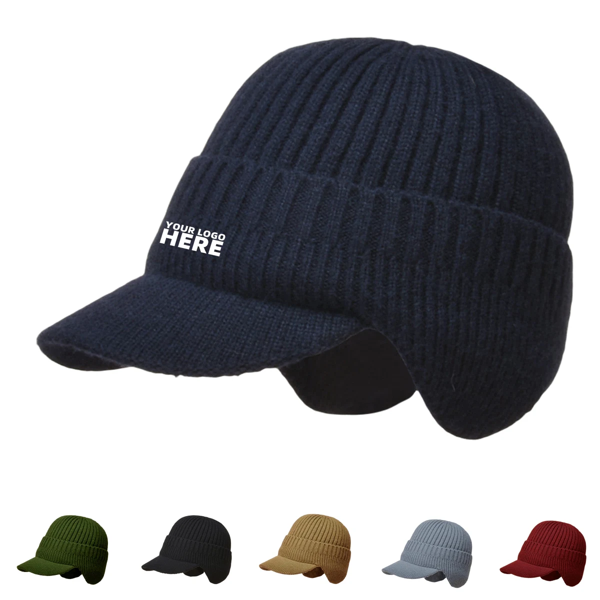 Men's Winter Visor Beanie Hat 1